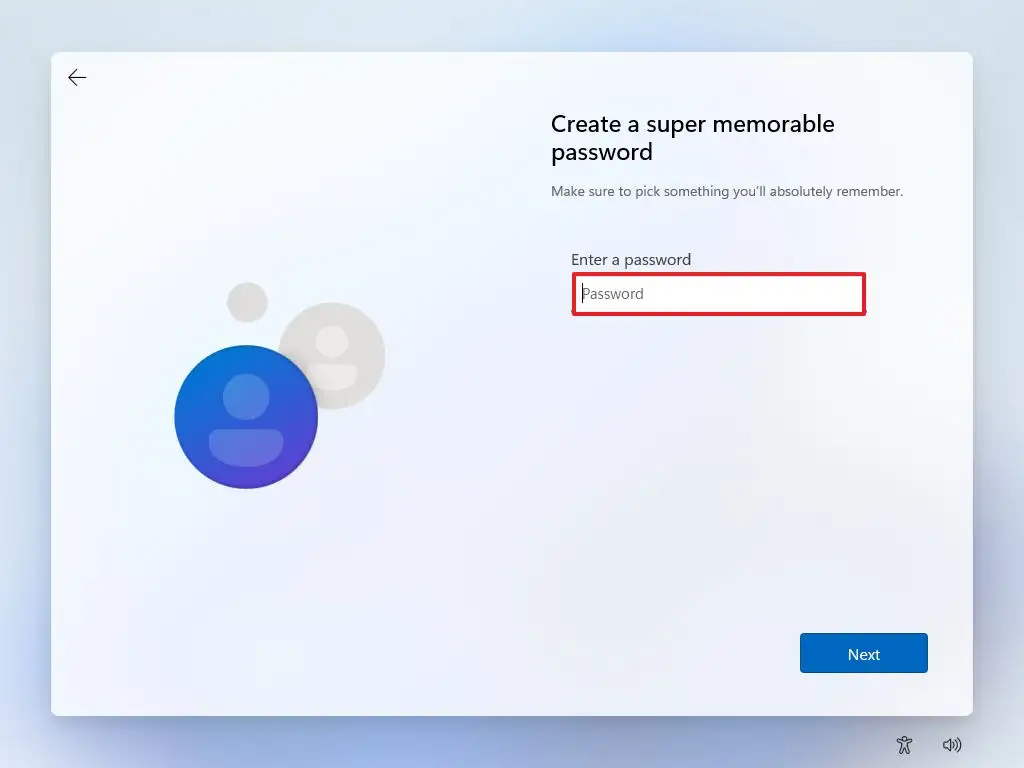create account password widnows 11