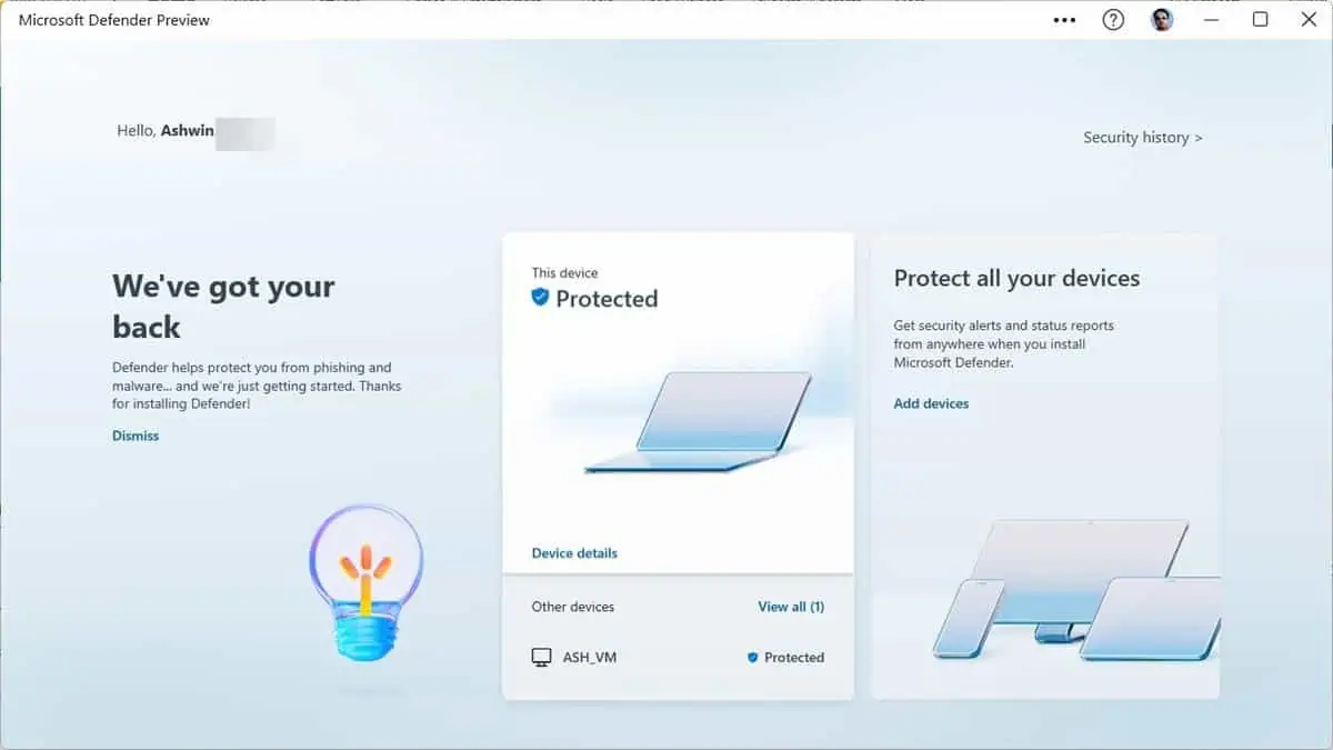 microsoft defender preview user interface