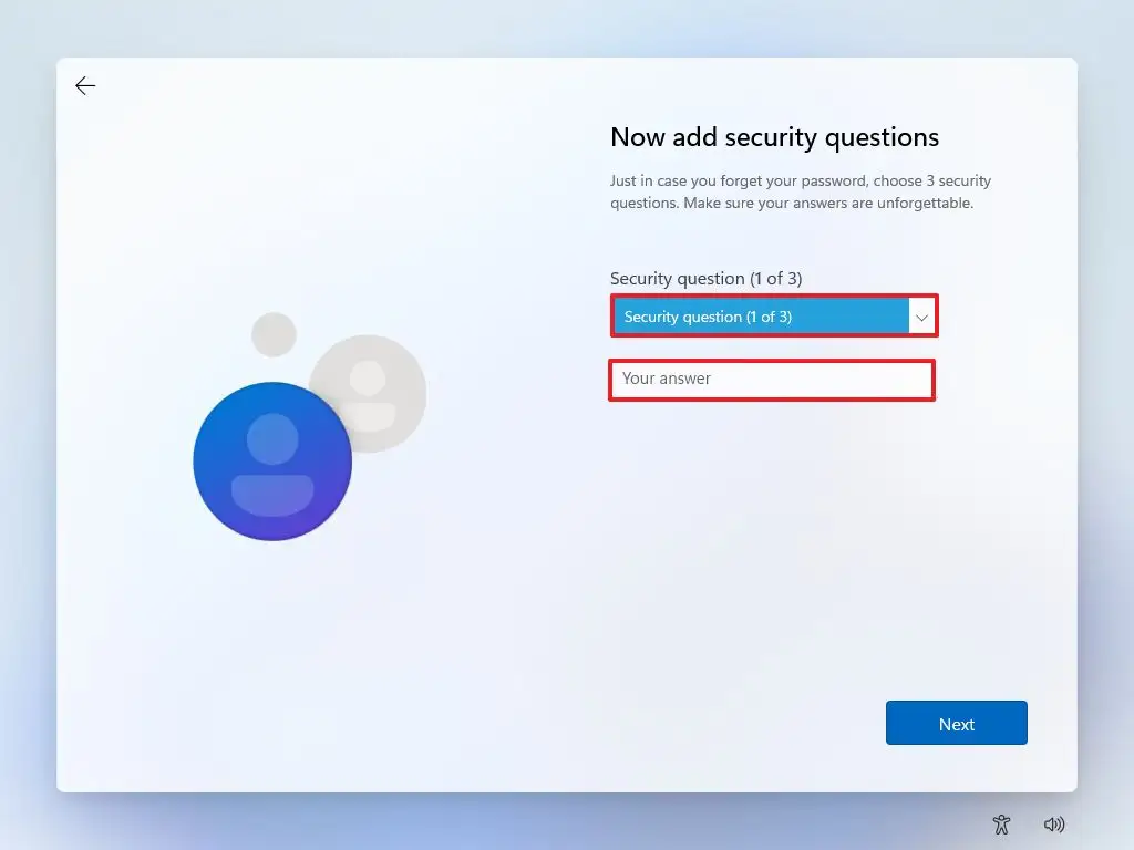 windows 11 account security questions