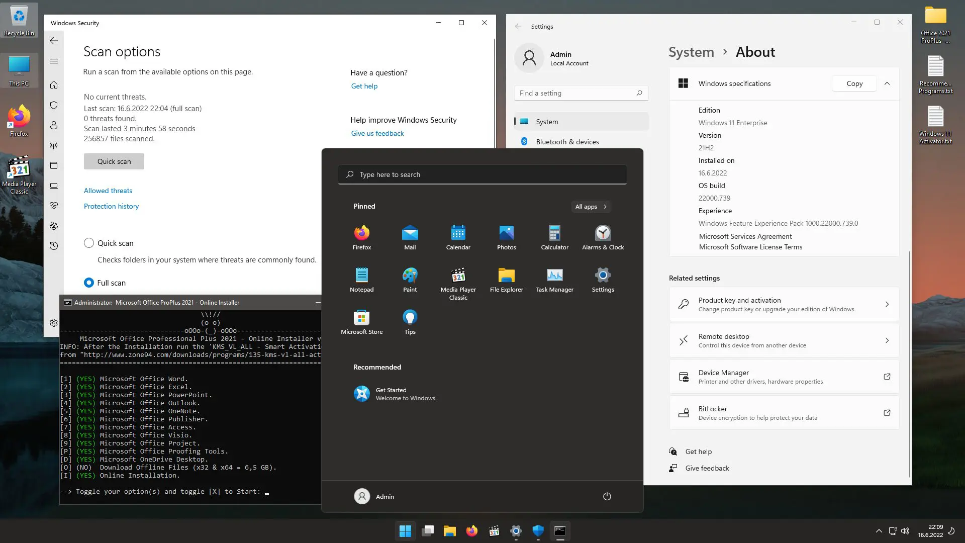 windows 11 integral edition screenshot desktop malware scan 2