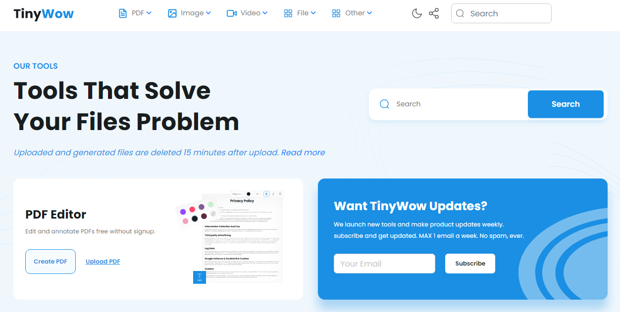 free pdf video image other online tools tinywow 1